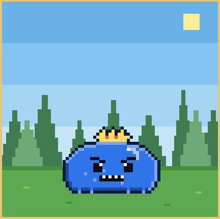 Complete pixel-art portrait of Slime King from the Pixel Lineage Bestiary