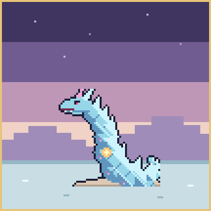 Pixel-art Bestiary portrait of Vitrea, the Glass Wyrm